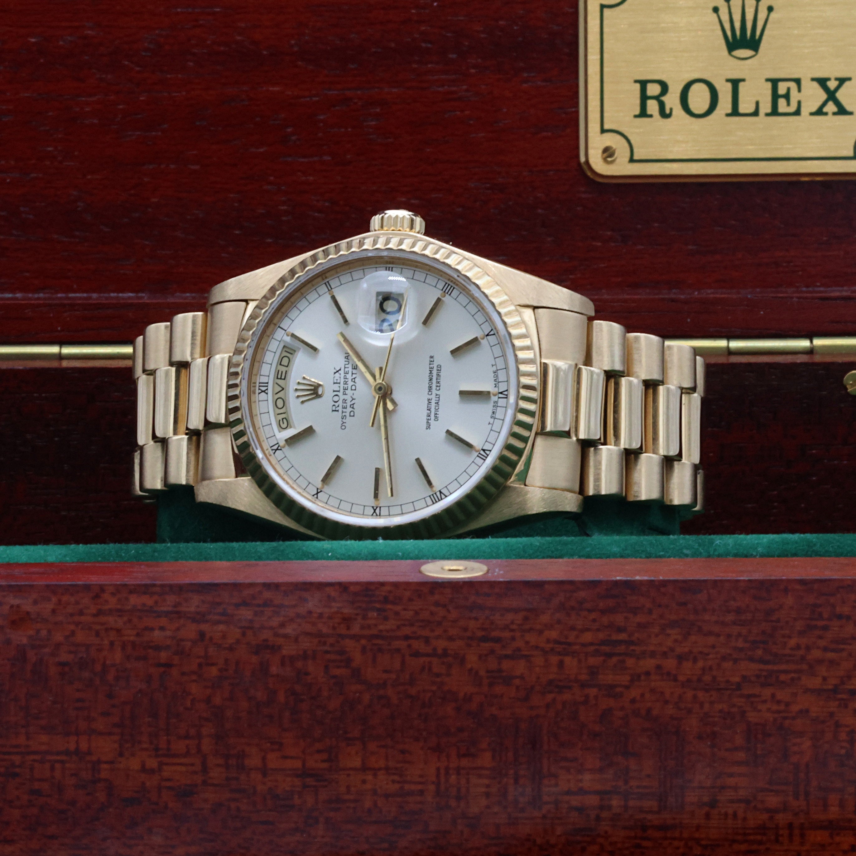Rolex Day-Date ref. 18038 Silver Dial - President Bracelet Italian Date Disc
