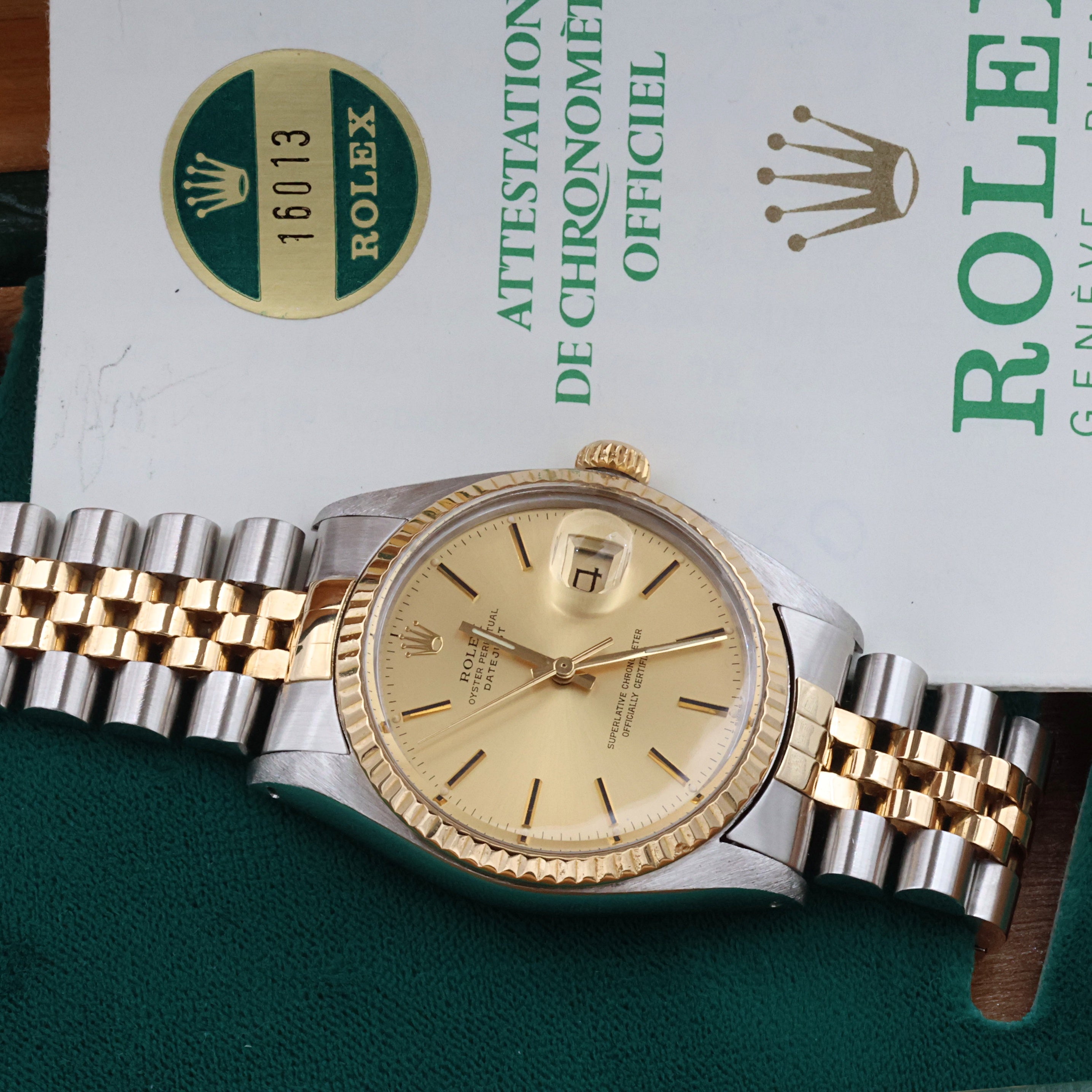 Rolex Datejust 36 ref. 16013 Champagne dial - Jubilee - Full Set