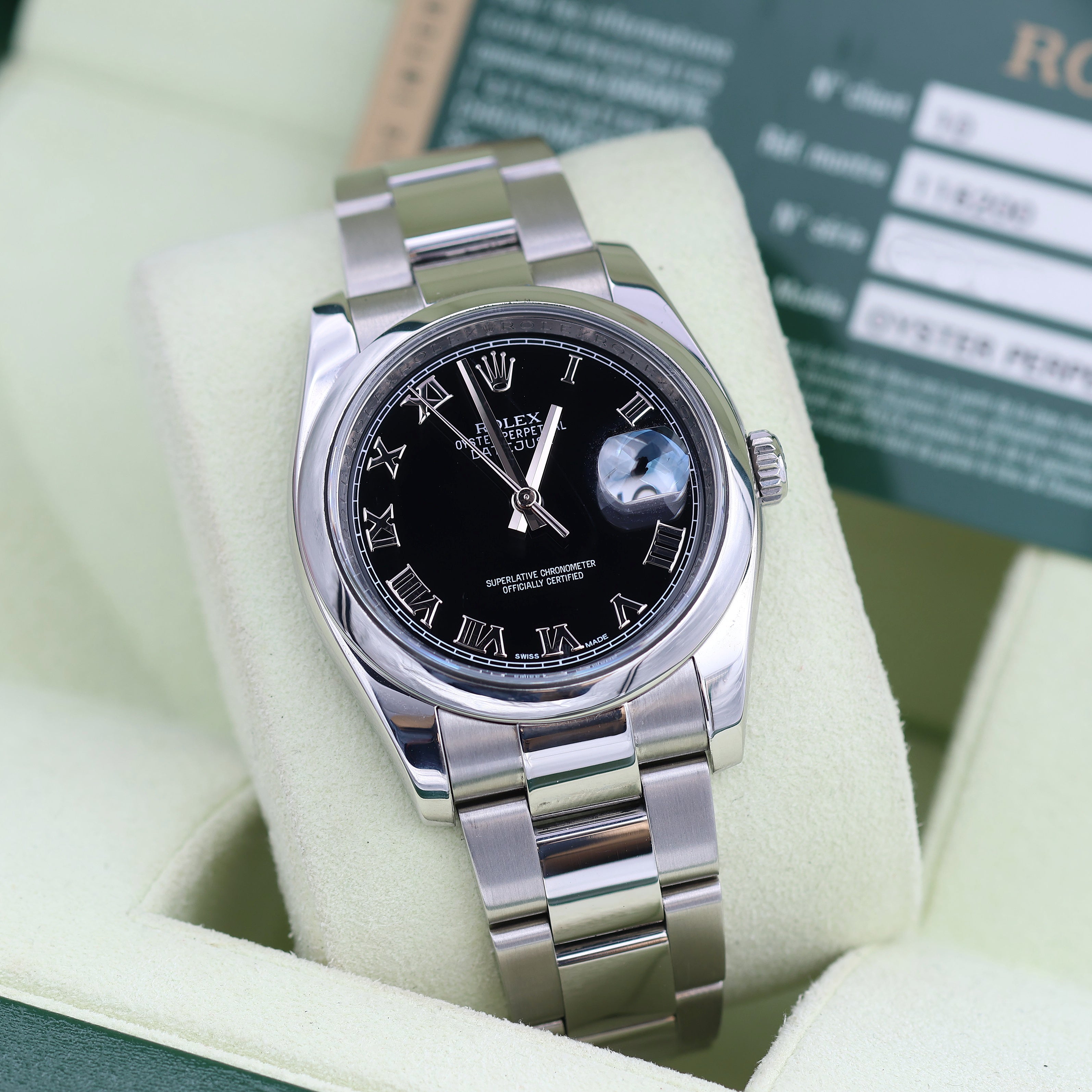 Rolex Datejust ref. 116200 Black Roman Dial - Oyster Bracelet - Full Set