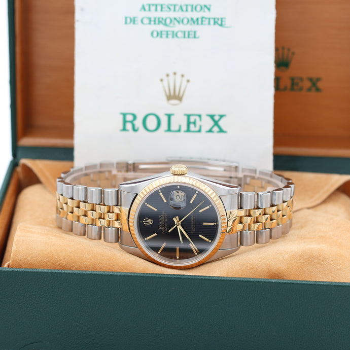 Rolex Datejust 36 ref. 16233 Black Tapestry dial - Jubilee Bracelet - Full Set