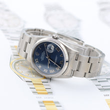 Load image into Gallery viewer, Rolex Datejust 36 ref. 16200 Blue Soleil Roman Dial Oyster Bracelet - Full Set
