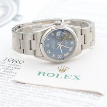 Load image into Gallery viewer, Rolex Datejust 36 ref. 16200 Blue Soleil Roman Dial Oyster Bracelet - Full Set
