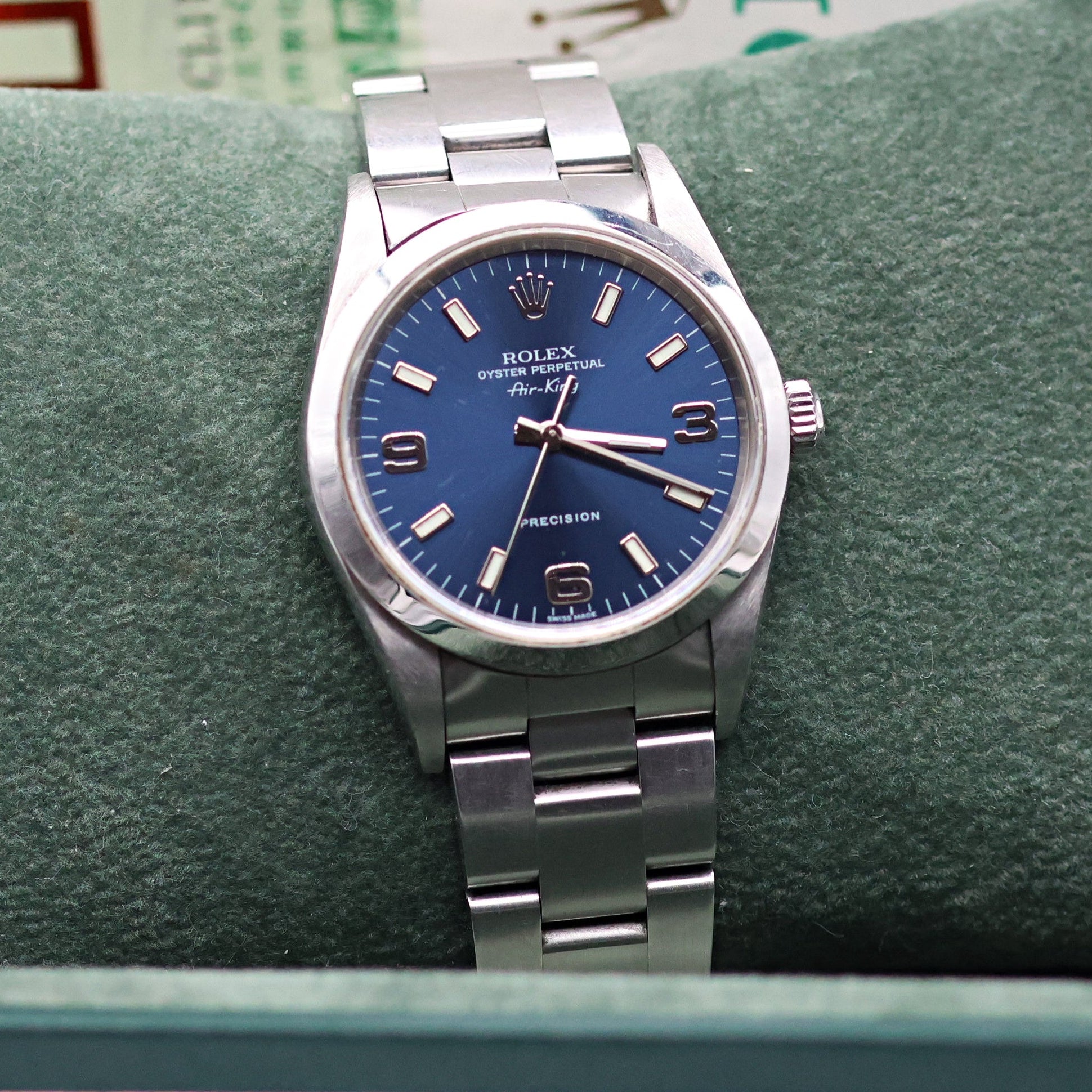Rolex Air-King ref. 14000 Blue Arabic Dial 3-6-9 - Full Set