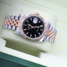 Załaduj obraz do przeglądarki galerii, Rolex Datejust 36 ref. 116231 Black Dial - Steel/Rose Gold Jubilee - Full Set
