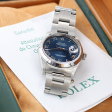 Load image into Gallery viewer, Rolex Datejust 36 ref. 16200 Blue Soleil Roman Dial Oyster Bracelet - Full Set
