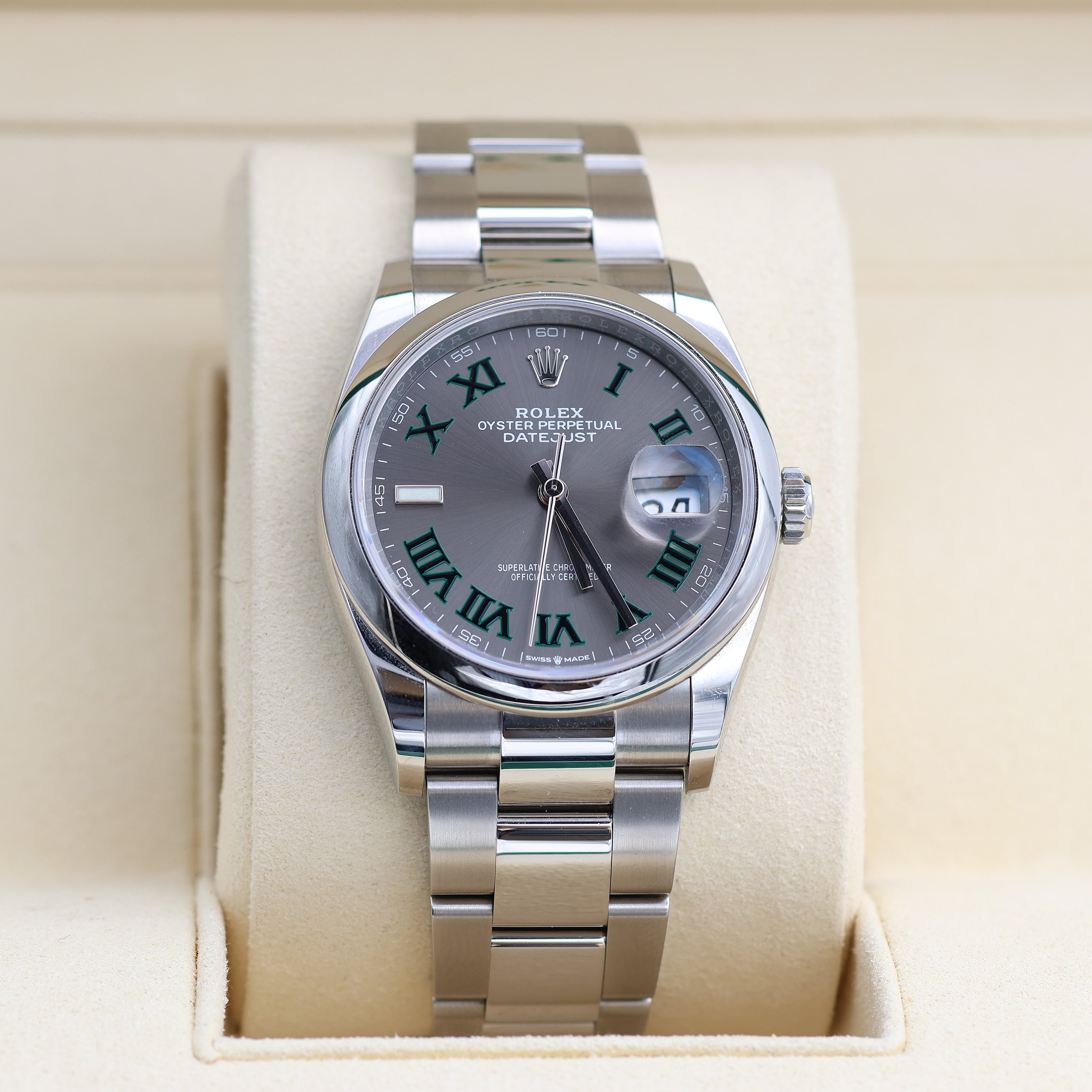 Rolex Datejust Ref. 126200 Wimbledon Dial Auster Armband - Voller Satz