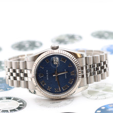 Załaduj obraz do przeglądarki galerii, Rolex Datejust ref. 116234 Blue Roman Millennary Dial - Jubilee - Full Set
