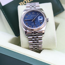 Załaduj obraz do przeglądarki galerii, Rolex Datejust ref. 116234 Blue Roman Millennary Dial - Jubilee - Full Set
