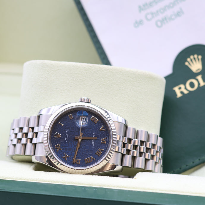Rolex Datejust ref. 116234 Blue Roman Millennary Dial - Jubilee - Full Set
