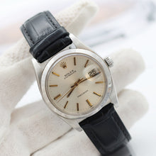 Load image into Gallery viewer, Rolex Precision ref. 6694 - Silver Dial with Golden Indexes - Leather Strap
