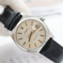 Load image into Gallery viewer, Rolex Precision ref. 6694 - Silver Dial with Golden Indexes - Leather Strap
