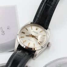 Load image into Gallery viewer, Rolex Precision ref. 6694 - Silver Dial with Golden Indexes - Leather Strap

