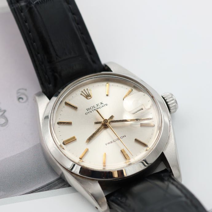 Rolex Precision ref. 6694 - Silver Dial with Golden Indexes - Leather Strap