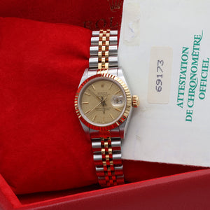 Rolex Datejust Lady ref. 69173 Steel/Gold- Jubilee Bracelet - Champagne Linen Dial - Full Set