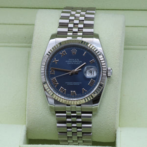 Rolex Datejust ref. 116234 Blue Soleil Roman Dial - Jubilee Bracelet
