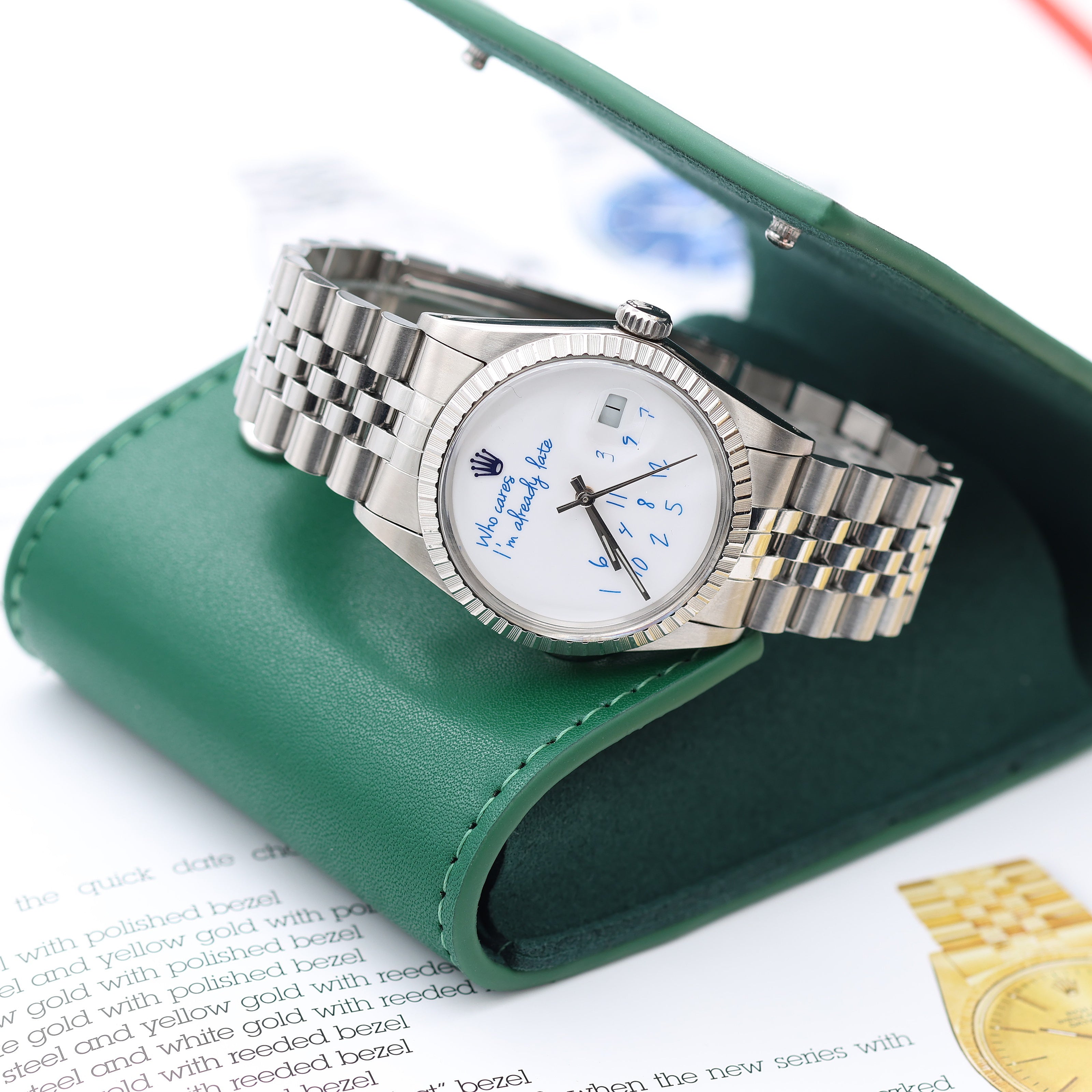 Rolex Datejust ref. 16030 Always Late Dial in Blue (Silver Indexes)