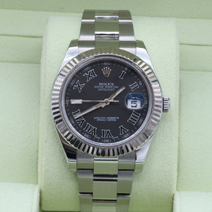 Rolex Datejust II ref. 116334 Black Roman Dial Oyster Bracelet - Full Set