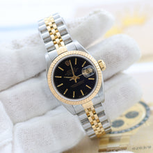 Załaduj obraz do przeglądarki galerii, Rolex Datejust Lady ref. 69173 Steel/Gold- Jubilee Bracelet - Black Dial with Golden Indexes
