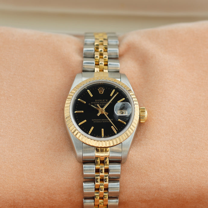 Rolex Datejust Lady ref. 69173 Steel/Gold- Jubilee Bracelet - Black Dial with Golden Indexes