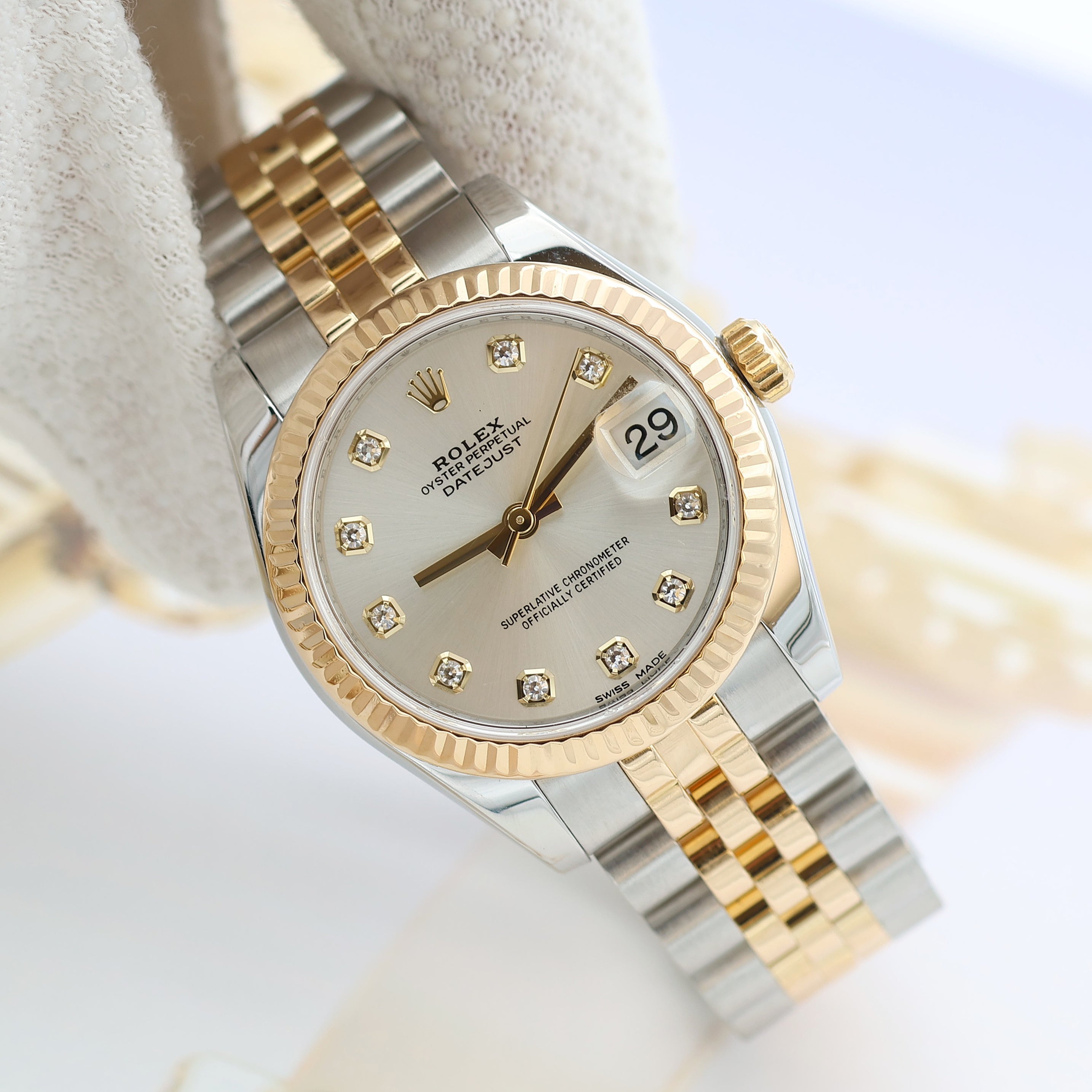 Rolex Lady-Datejust 31mm ref. 178273 Silver Diamonds Dial Jubilee bracelet - Full Set