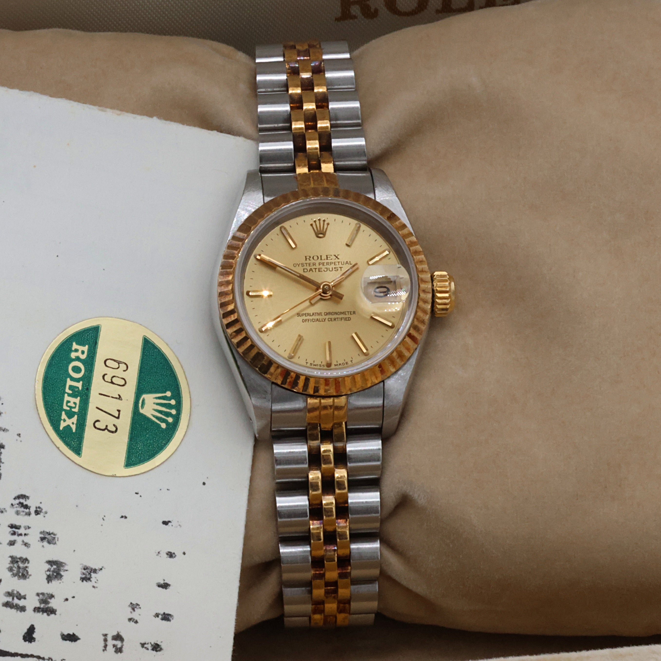 Rolex Datejust Lady ref. 69173 Steel/Gold - Champagne Dial V3 - Jubilee - Full Set