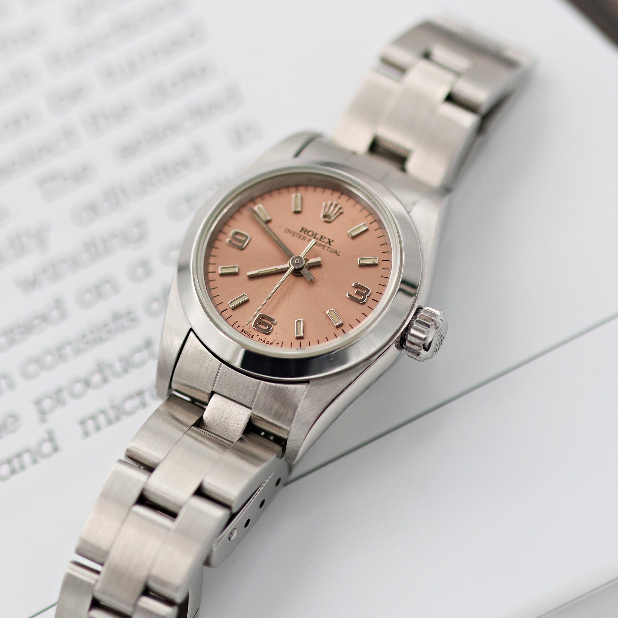 Buy Online Watch Rolex Oyster Perpetual lady 67180 Salmon 3-6-9