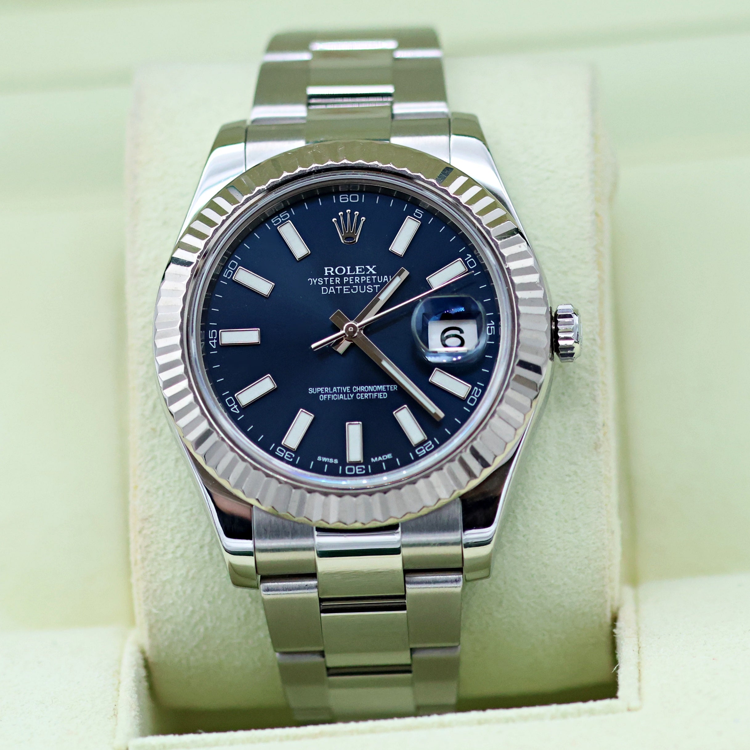Rolex Datejust II ref. 116334 Blue Dial Oyster Bracelet - Full Set