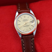 Załaduj obraz do przeglądarki galerii, Rolex Datejust Lady ref. 69173 Steel/Gold - Champagne Dial - Leather Strap
