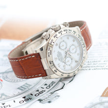 Załaduj obraz do przeglądarki galerii, Rolex Daytona ref. 116519 White Arabic Dial - White Gold 18K - Leather Strap
