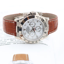 Załaduj obraz do przeglądarki galerii, Rolex Daytona ref. 116519 White Arabic Dial - White Gold 18K - Leather Strap
