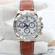 Załaduj obraz do przeglądarki galerii, Rolex Daytona ref. 116519 White Arabic Dial - White Gold 18K - Leather Strap
