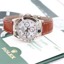Załaduj obraz do przeglądarki galerii, Rolex Daytona ref. 116519 White Arabic Dial - White Gold 18K - Leather Strap
