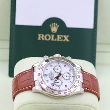 Załaduj obraz do przeglądarki galerii, Rolex Daytona ref. 116519 White Arabic Dial - White Gold 18K - Leather Strap
