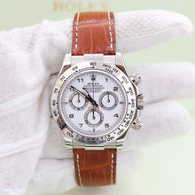Załaduj obraz do przeglądarki galerii, Rolex Daytona ref. 116519 White Arabic Dial - White Gold 18K - Leather Strap

