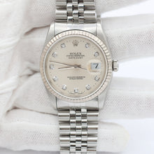 Załaduj obraz do przeglądarki galerii, Rolex Datejust 36 ref. 16234 Silver Diamonds Dial - Jubilee Bracelet - Full Set
