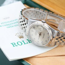 Załaduj obraz do przeglądarki galerii, Rolex Datejust 36 ref. 16234 Silver Diamonds Dial - Jubilee Bracelet - Full Set
