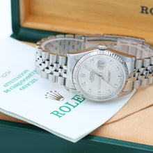 Załaduj obraz do przeglądarki galerii, Rolex Datejust 36 ref. 16234 Silver Diamonds Dial - Jubilee Bracelet - Full Set
