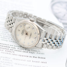 Załaduj obraz do przeglądarki galerii, Rolex Datejust 36 ref. 16234 Silver Diamonds Dial - Jubilee Bracelet - Full Set
