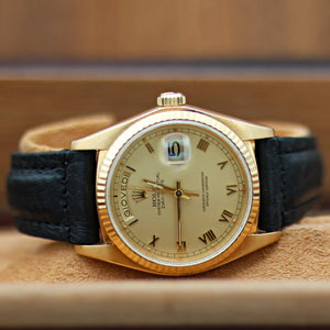 Rolex Day-Date ref. 18038 Creamy Roman Dial - Leather strap