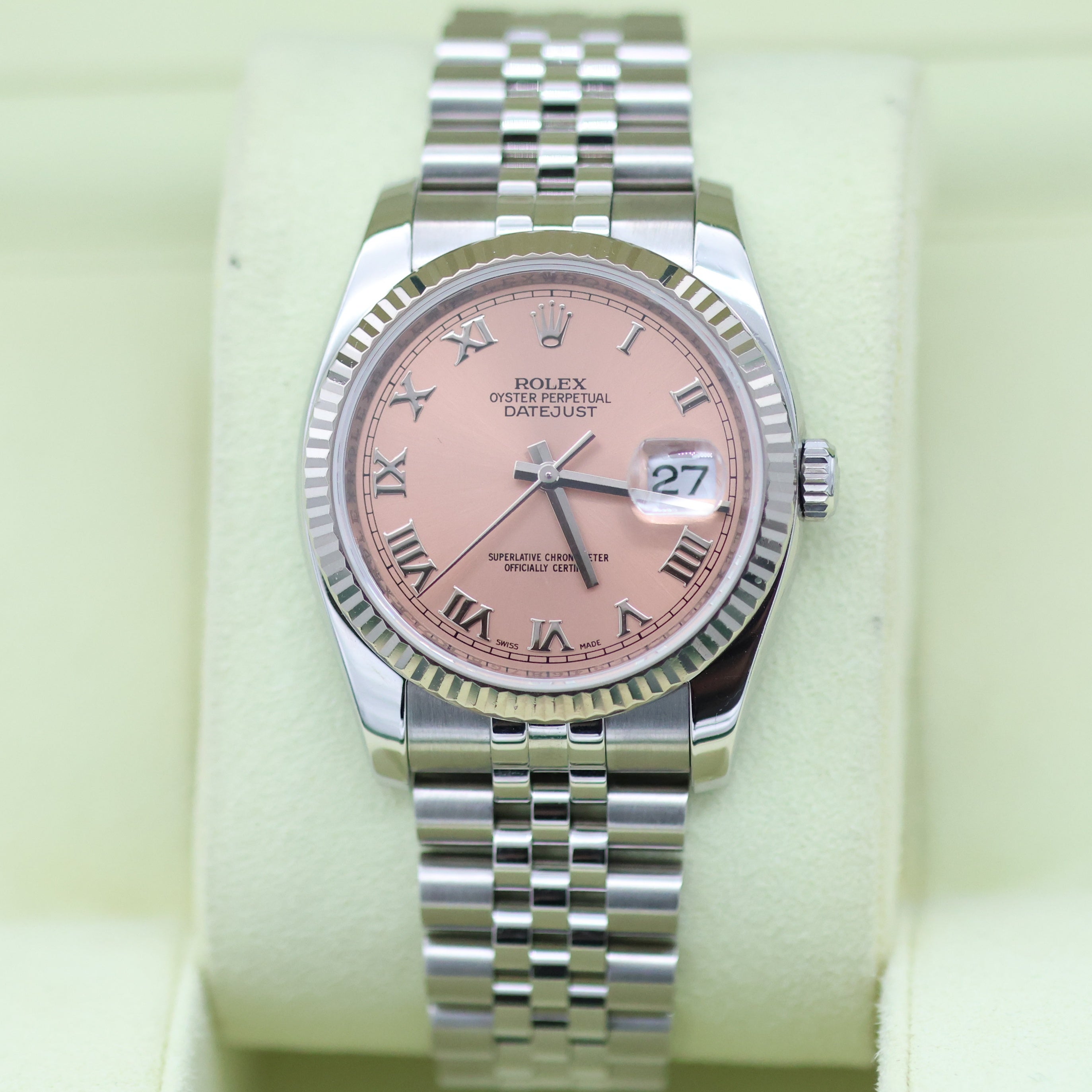 Rolex Datejust Ref. 116234 Lachs Römisches Zifferblatt - Jubiläum - Voller Satz