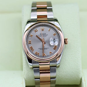 Rolex Datejust ref. 116201 Grey Roman Dial Oyster bracelet