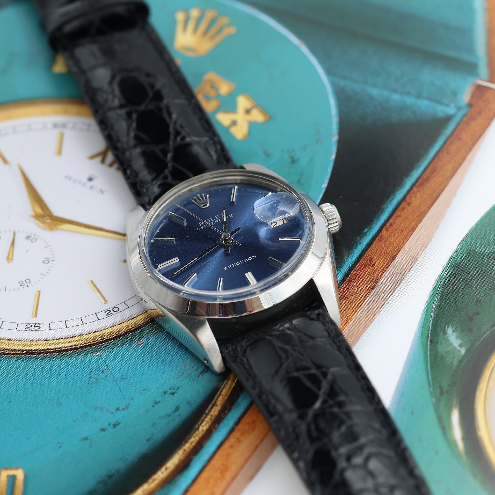Rolex Precision Date ref. 6694 Blue Dial - Leather Strap – Debonar