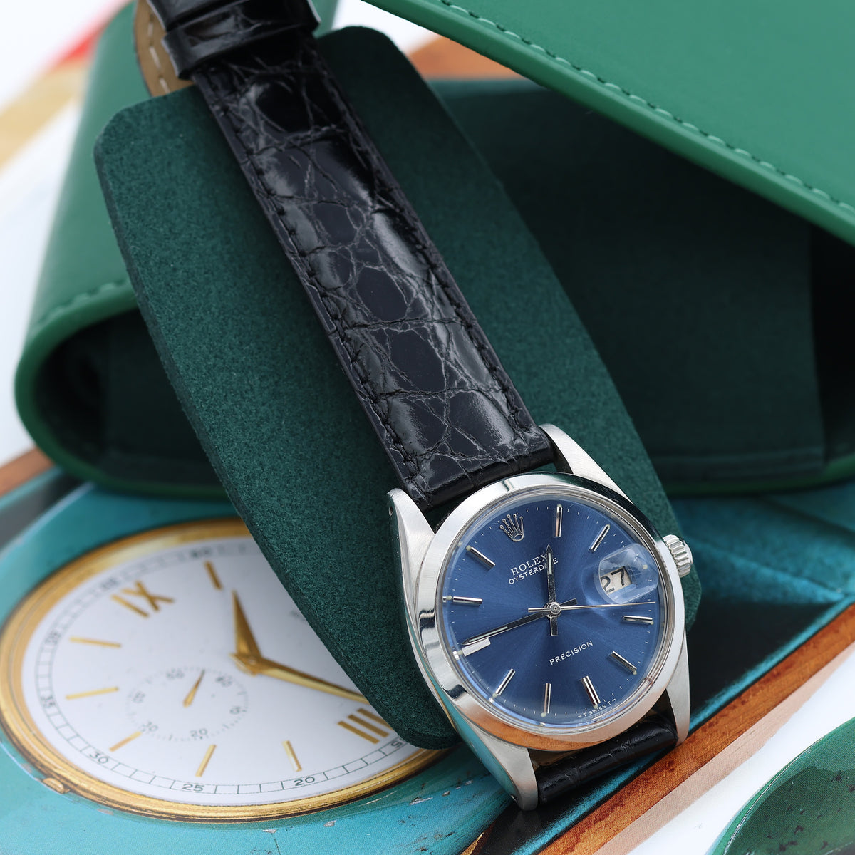 Rolex Precision Date ref. 6694 Blue Dial - Leather Strap – Debonar
