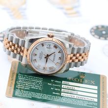 Załaduj obraz do przeglądarki galerii, ON SALE: Rolex Datejust 36 ref. 116231 White Roman Dial - Steel/Rose Gold Jubilee - Full Set
