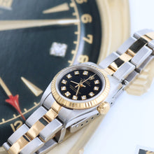 Załaduj obraz do przeglądarki galerii, Rolex Oyster Perpetual ref. 67193 Black Diamonds dial Oyster bracelet
