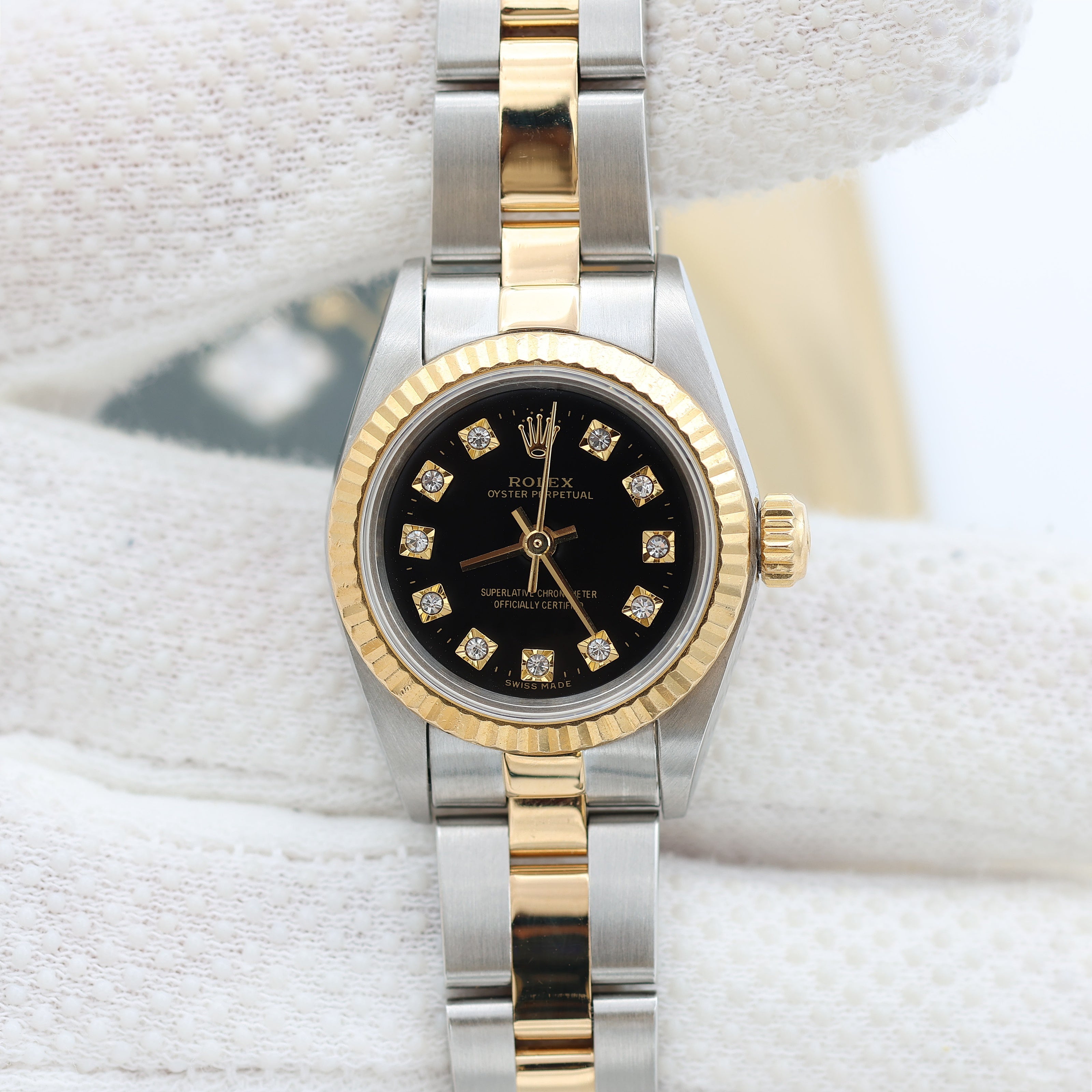 Rolex Oyster Perpetual ref. 67193 Black Diamonds dial Oyster bracelet