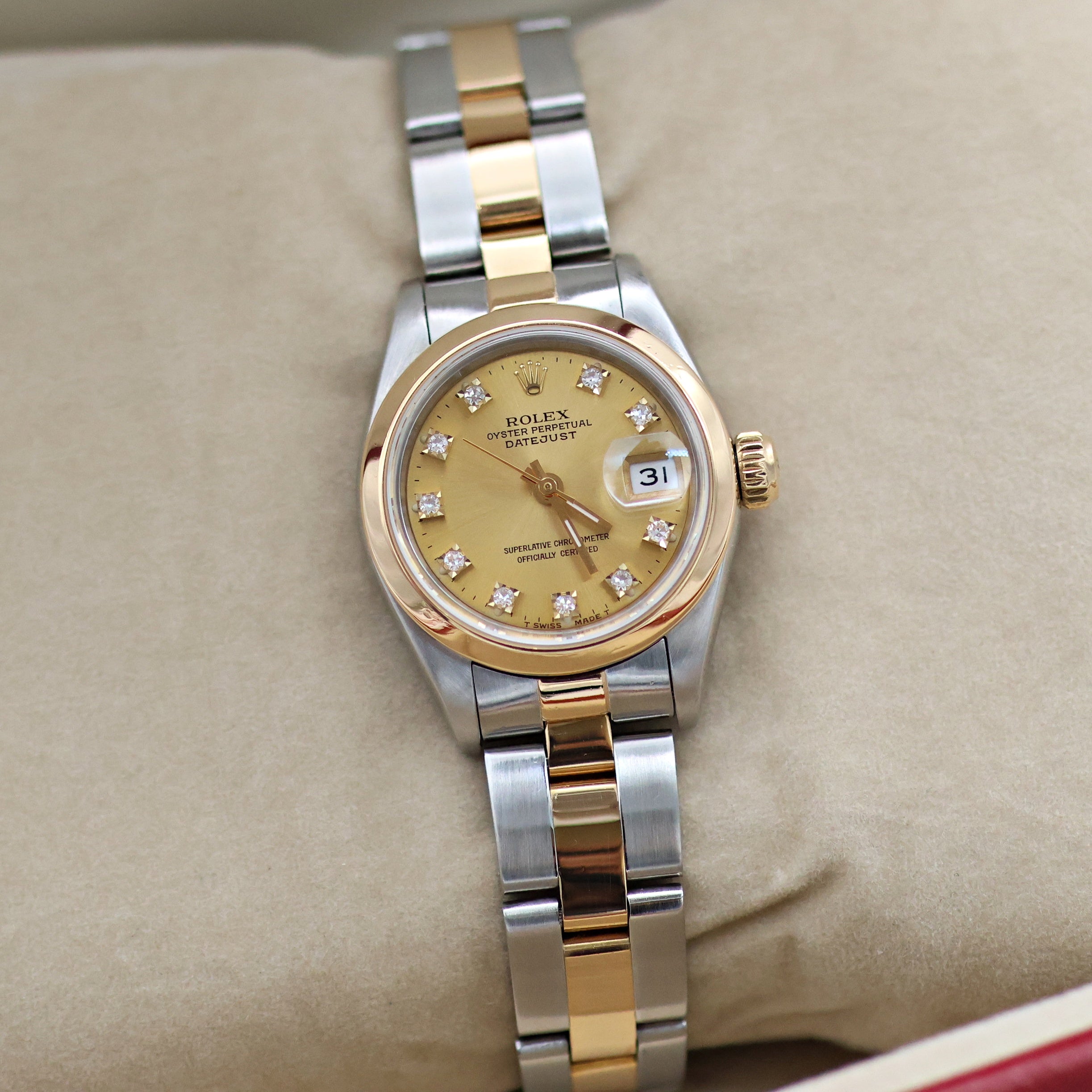 Rolex Datejust Lady ref. 69163 - Oyster Bracelet - Champagne Diamonds Dial - Full Set