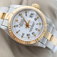 Bild in Galerie-Viewer laden, Rolex Datejust Lady Ref. 69173 Stahl/Gold - weiße kleine römische Indizes Zifferblatt - Austernarmband
