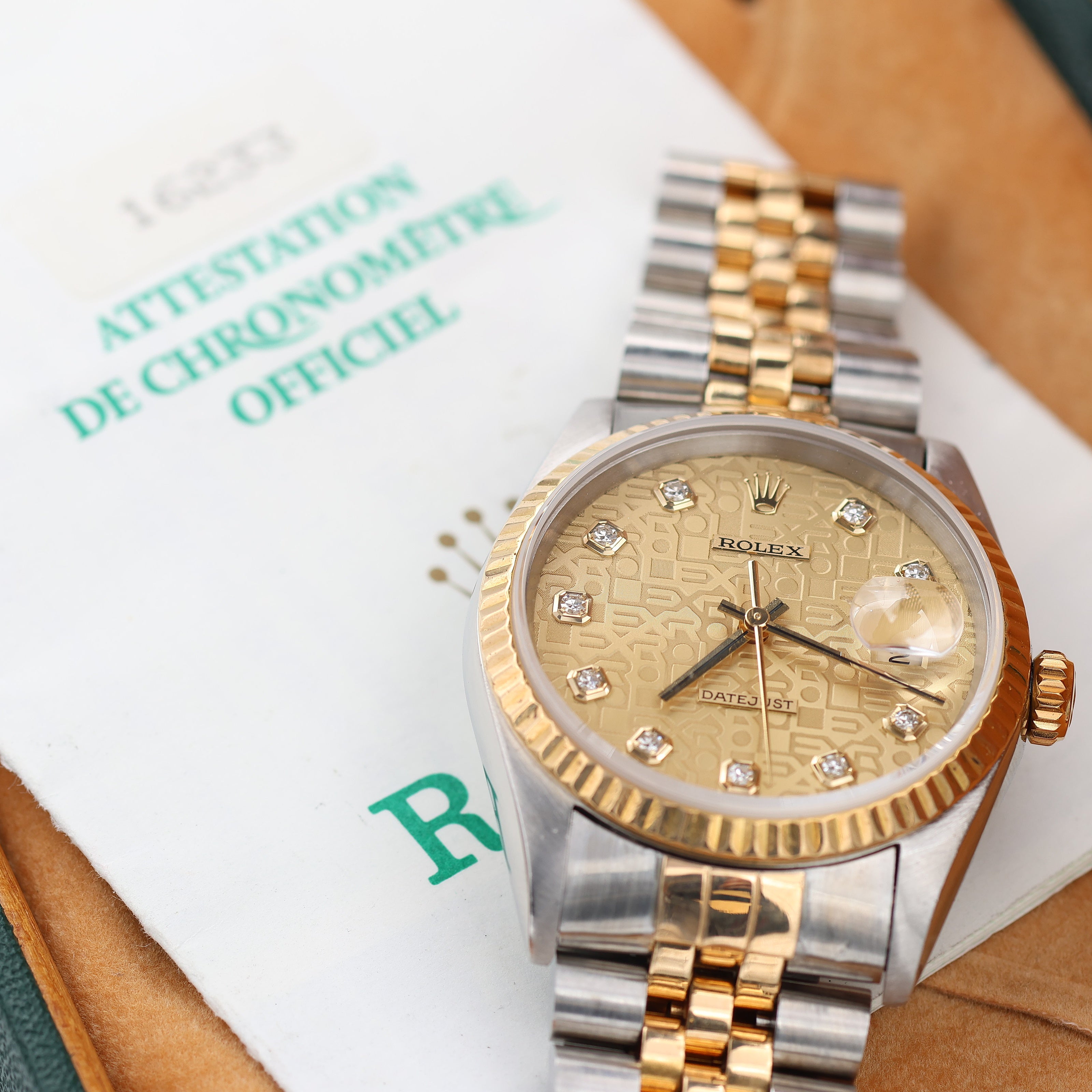 Datejust ref. 16233 - Champagne Computer Diamonds (Big) Dial Jubilee Bracelet - Full Set