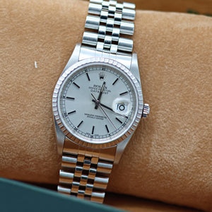 Rolex Datejust 36 ref. 16220 Silver Dial (Circle hours dial) - Jubilee - Full Set